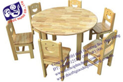 BỘ BÀN GHẾ GỖ THÔNG HÌNH TRÒN-BG41B