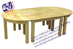 BÀN GỖ THÔNG GHÉP HÌNH ELÍP-BG50