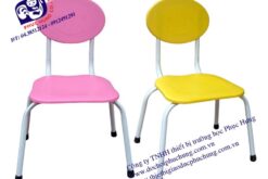 GHẾ MẪU GIÁO CHÂN SẮT MẶT NHỰA TỰA HÌNH ELÍP-BG33