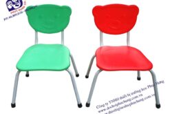 GHẾ MẪU GIÁO CHÂN SẮT MẶT NHỰA TỰA HÌNH CON GẤU-BG19B