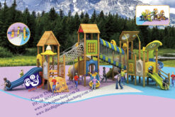 nhà chơi liên hoàn cầu trượt gỗ